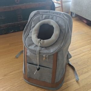 EUC Stylish Gray and Brown Pet Backpack
